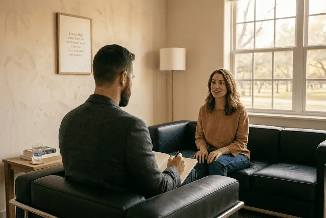 psicologo y paciente en un ambiente tranquilo y profesional